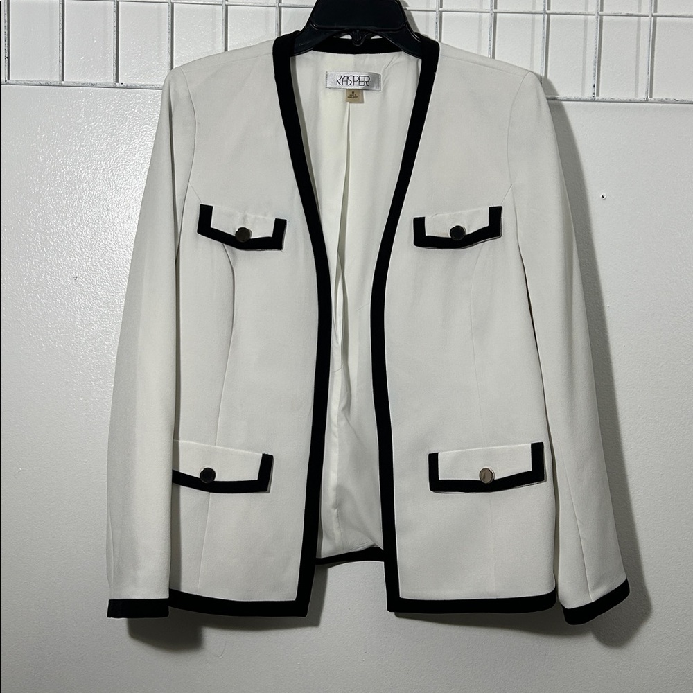 Kasper Women M Long Sleeve Open-Front Business‎ Blazer Jacket Coat 3887 - Picture 6 of 6